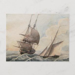 Frigate in a swell 17th century postcard