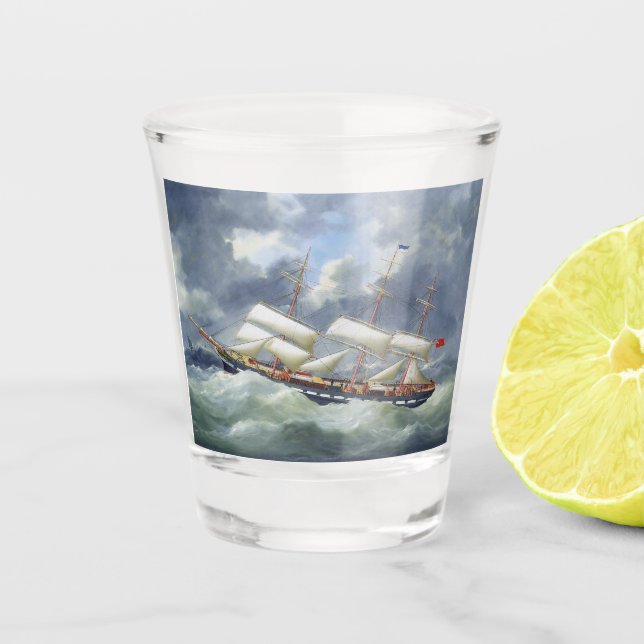 Frigate Training ship Atalanta 1885 Shot Glass (Front)