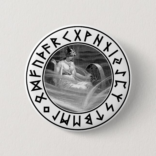 Frigg Rune Shield 6 Cm Round Badge (Front)