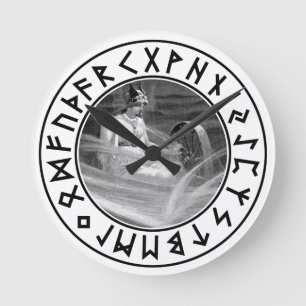 Frigg Rune Shield Round Clock