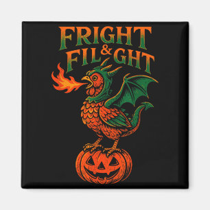 Fright & flight dragon chicken halloween magnet