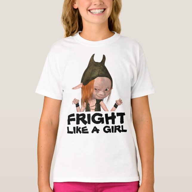 FRIGHT LIKE A GIRL, Funny Elf Girls T-shirts (Front)