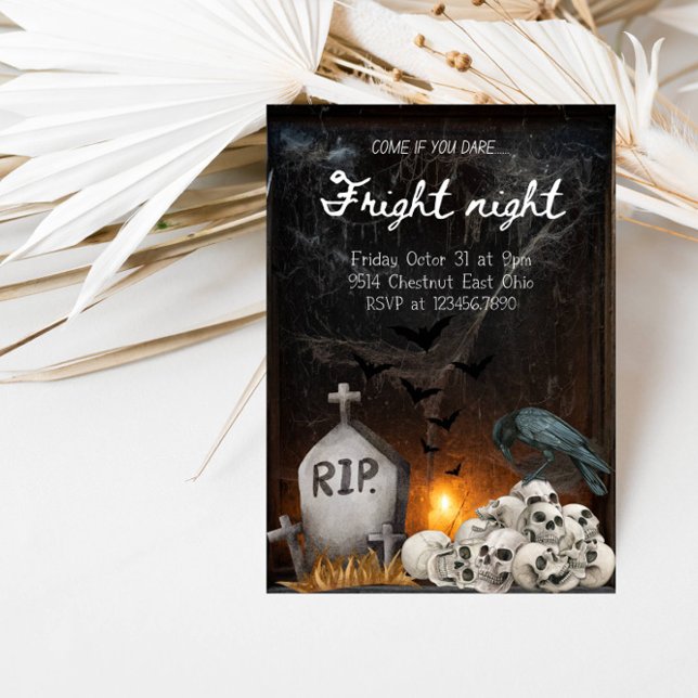 Fright Night Halloween Party - Bat Cave Theme Invitation (Creator Uploaded)