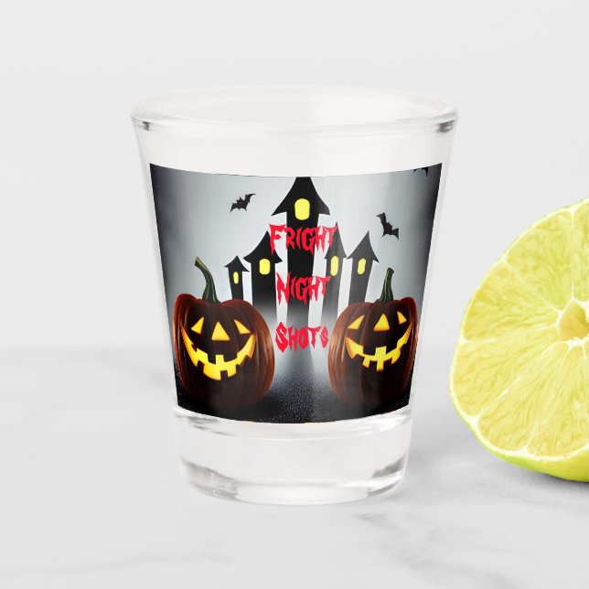 Fright Night Shots Creepy Halloween Pumpkin  Shot Glass (Front)