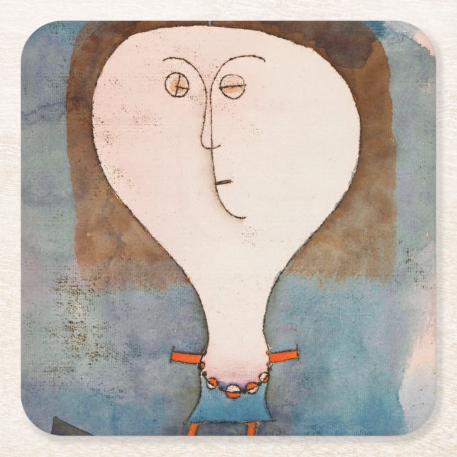 Fright of a Girl, Klee Square Paper Coaster (Front)