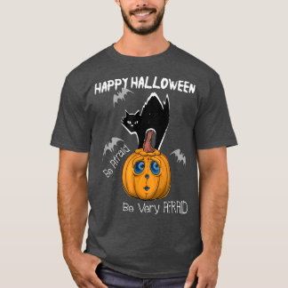Frightened Black Cat Terrified JackOLantern Flying T-Shirt