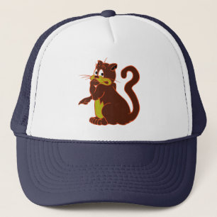 frightened dark BROWN NAUGHTY CAT Trucker Hat