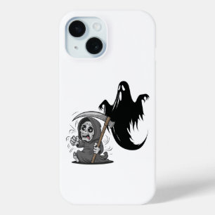 Frightened grim reaper and ghost. iPhone 15 case