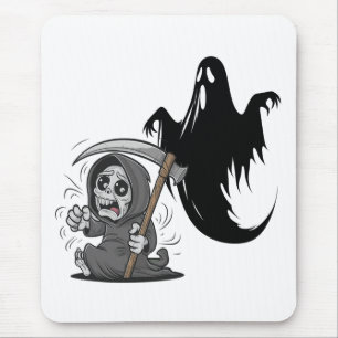 Frightened grim reaper and ghost. mouse pad