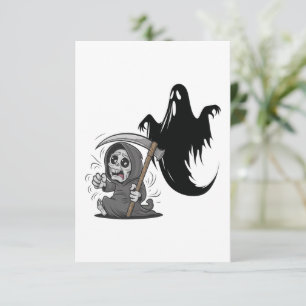 Frightened grim reaper and ghost. thank you card