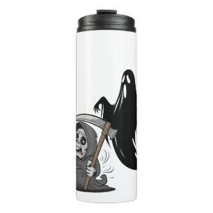 Frightened grim reaper and ghost. thermal tumbler