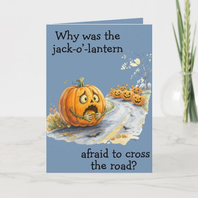"Frightened Jack" Children's Joke Halloween Card (Front)