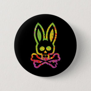 Frightening Bunny Rabbit Face Tie Dye Happy Easter 6 Cm Round Badge
