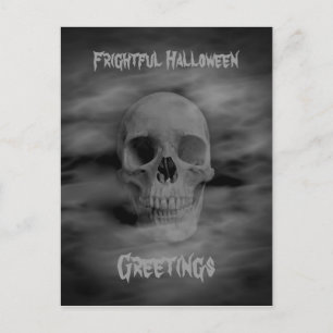 Frightful Halloween greetings ghostly skull Postcard