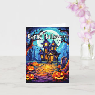 Frightful Haunted House Happy Halloween Card
