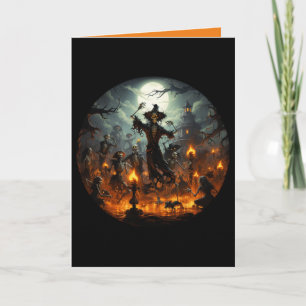 Frightful Skeleton Witches Party Halloween Card