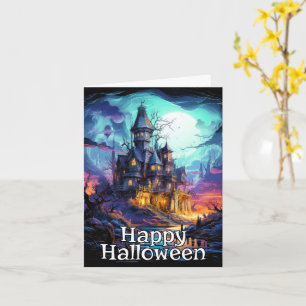 Frightful Spooky Haunted House   Happy Halloween Card