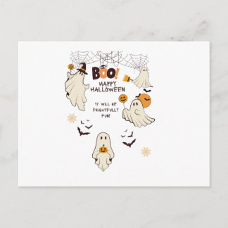Frightfully Fun Ghosts – Cute Halloween Cartoon  Holiday Postcard