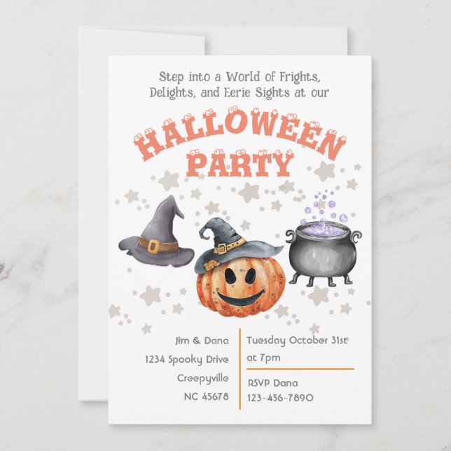 Frights, Delights & Eerie Sights! Halloween Party Invitation (Front)
