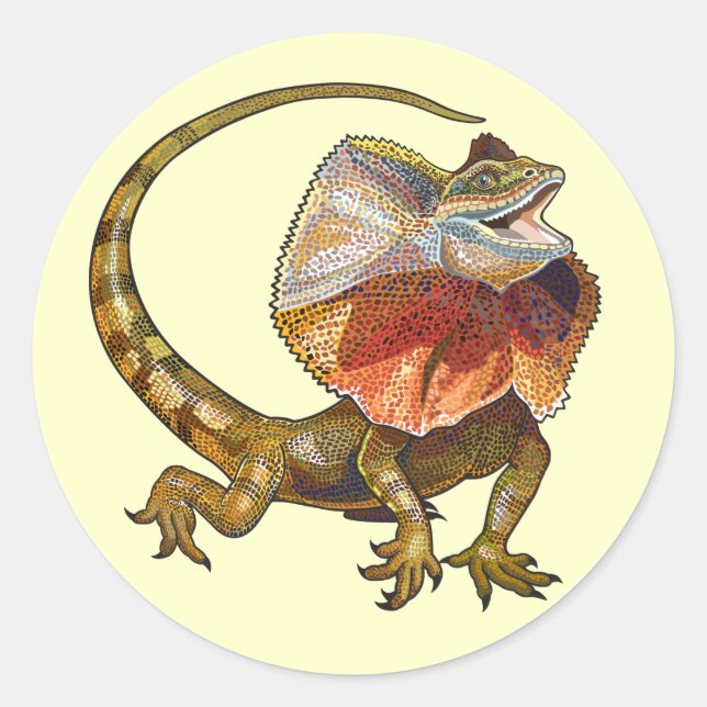 frill necked lizard classic round sticker (Front)