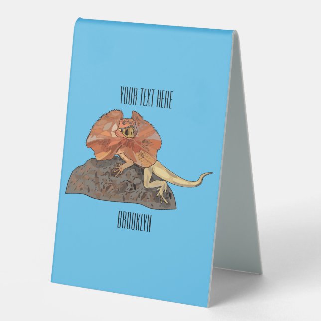 Frilled-neck lizard cartoon illustration (Front)