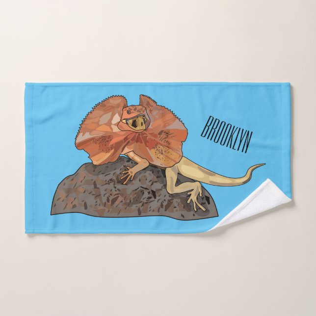 Frilled-neck lizard cartoon illustration bath towel set (Hand Towel)