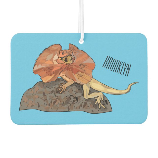Frilled-neck lizard cartoon illustration car air freshener (Front)
