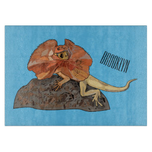 Frilled-neck lizard cartoon illustration cutting board
