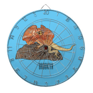 Frilled-neck lizard cartoon illustration dartboard