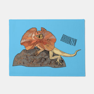 Frilled-neck lizard cartoon illustration doormat