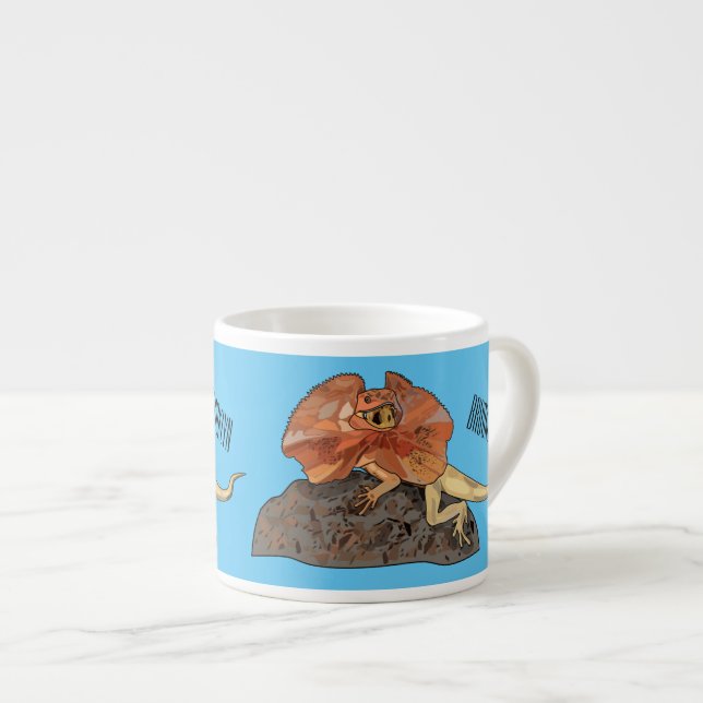 Frilled-neck lizard cartoon illustration espresso cup (Front Right)
