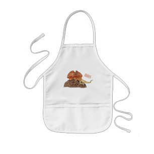 Frilled-neck lizard cartoon illustration kids apron