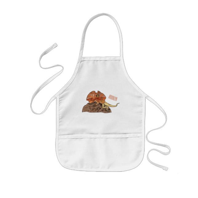 Frilled-neck lizard cartoon illustration kids apron (Front)