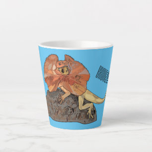 Frilled-neck lizard cartoon illustration latte mug
