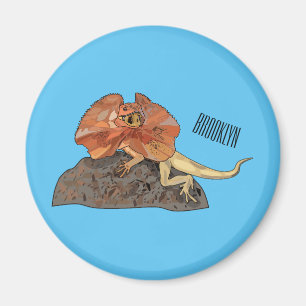 Frilled-neck lizard cartoon illustration magnet