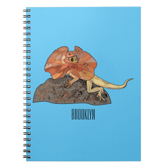 Frilled-neck lizard cartoon illustration notebook (Front)