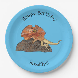 Frilled-neck lizard cartoon illustration paper plate