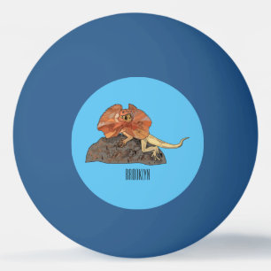 Frilled-neck lizard cartoon illustration ping pong ball
