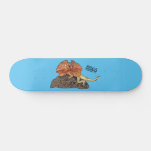 Frilled-neck lizard cartoon illustration skateboard