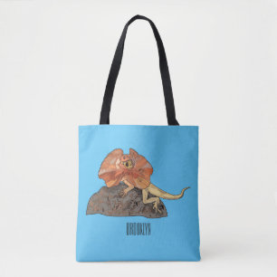 Frilled-neck lizard cartoon illustration tote bag