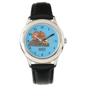 Frilled-neck lizard cartoon illustration watch