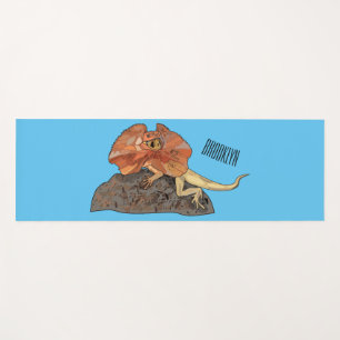 Frilled-neck lizard cartoon illustration yoga mat