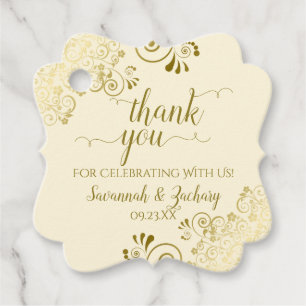 Frilly Corners Gold & Cream Wedding Thank You Favour Tags