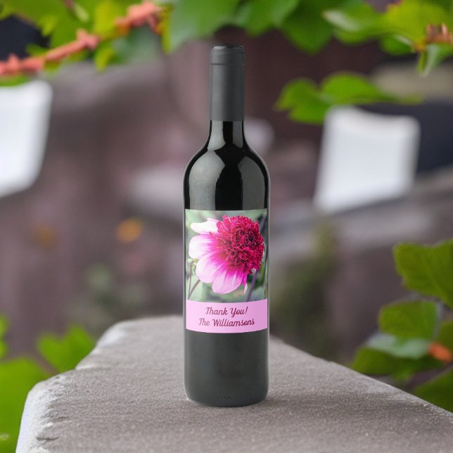 Frilly Pink and Magenta Dahlia Wine Label (Creator Uploaded)