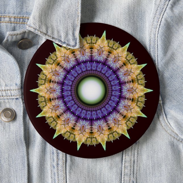 Frilly radiating colorful pattern 6 cm round badge (In Situ)