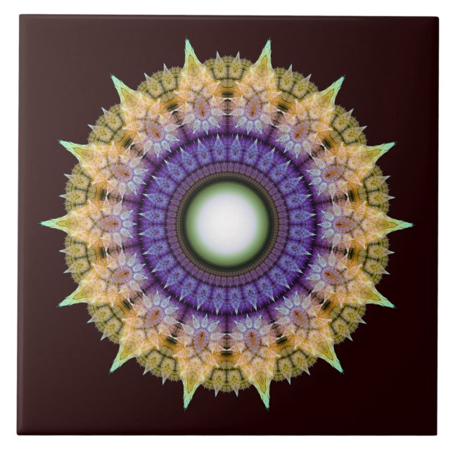Frilly radiating colourful pattern ceramic tile (Front)