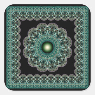 Frilly sacred fractal ornament square sticker