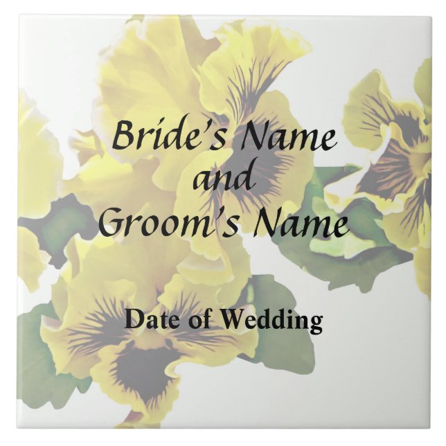 Frilly Yellow Pansies Wedding Products Ceramic Tile (Front)