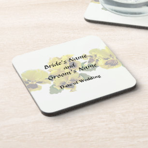 Frilly Yellow Pansies Wedding Products Coaster