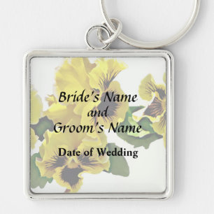 Frilly Yellow Pansies Wedding Products Key Ring